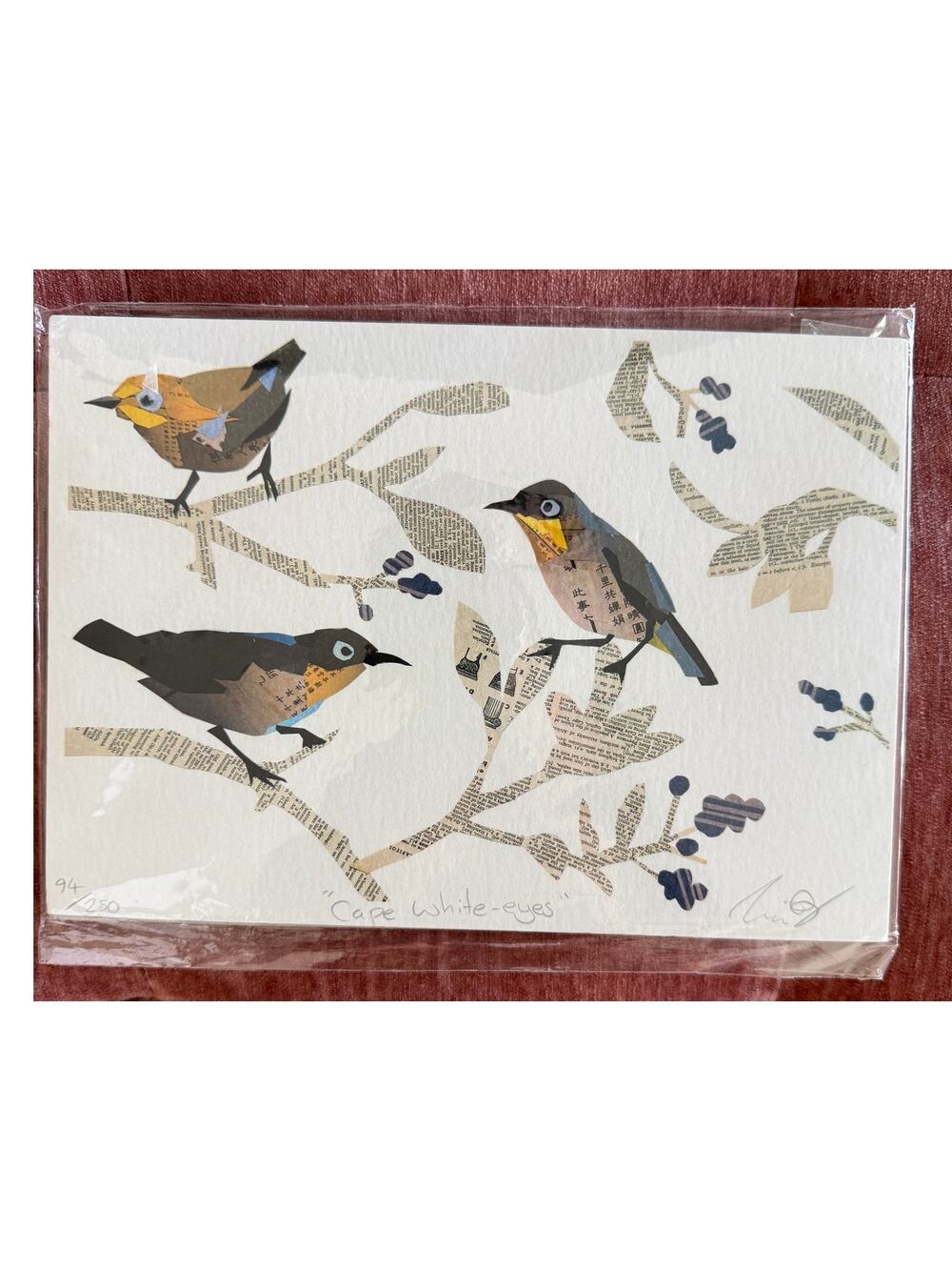 Zoe Mafham Signed Limited Edition Art Print 94/250 Cape White-eyes Birds 8x6